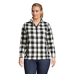 Women's Plus Size Print Full Zip Fleece Jacket, Front