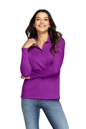 women's petite long sleeve polo shirts