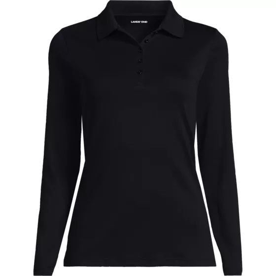 Women's Plus Size Long Sleeve Supima Cotton Polo Shirt - primary
