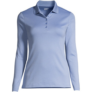 Supima-Poloshirt mit langen Ärmeln für Damen in Plus-Größe image number 0