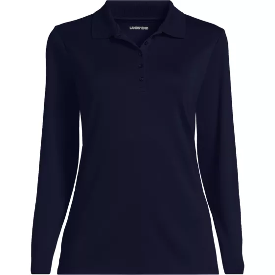 Women's Plus Size Long Sleeve Supima Cotton Polo Shirt - primary