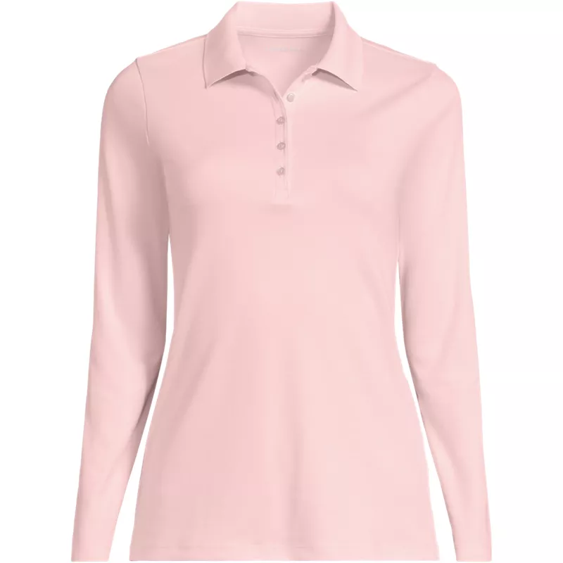 Women's Long Sleeve Supima Cotton Polo Shirt, Front