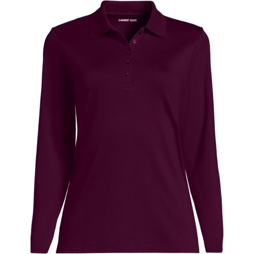 Long Sleeve Supima Cotton Polo Shirt, Women, size: 3X, plus, Purple, Cotton, by Lands' End