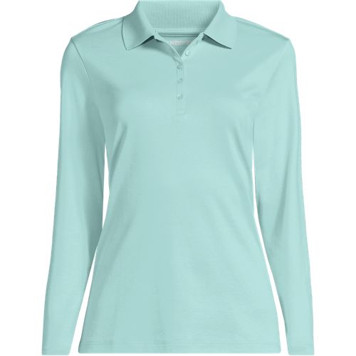 Long Sleeve Supima Cotton Polo Shirt, Women, size: 2X, plus, Green, Cotton, by Lands' End