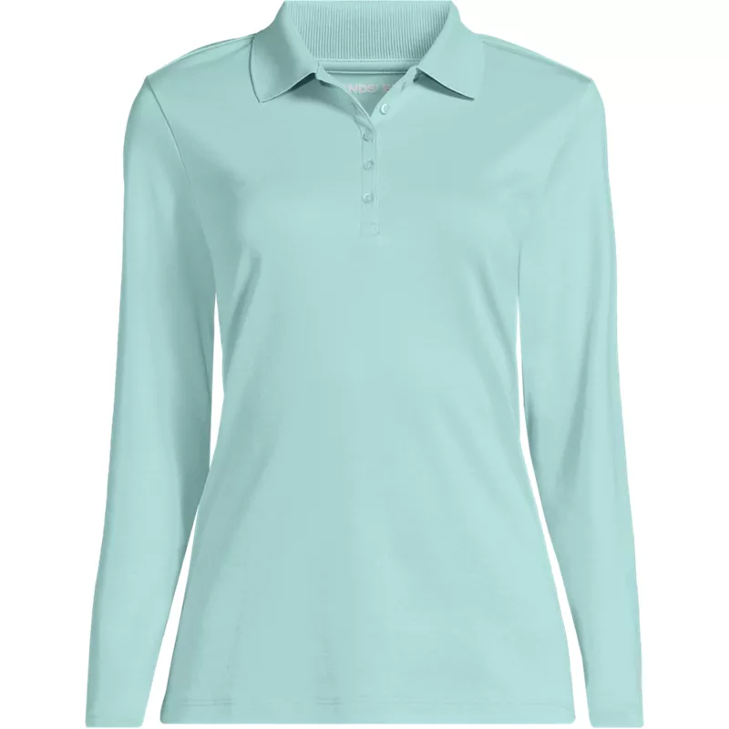Women's Long Sleeve Supima Cotton Polo Shirt, Front
