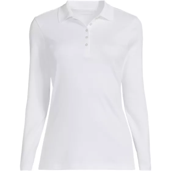 Women's Plus Size Long Sleeve Supima Cotton Polo Shirt - primary