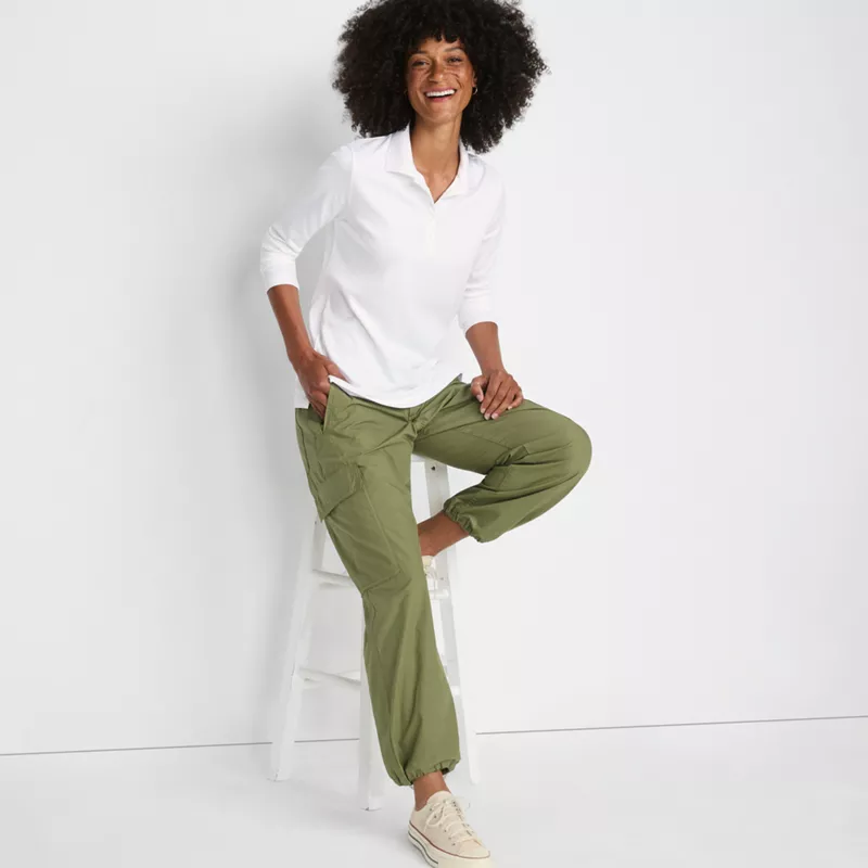 Women's Long Sleeve Supima Cotton Polo Shirt, alternative image
