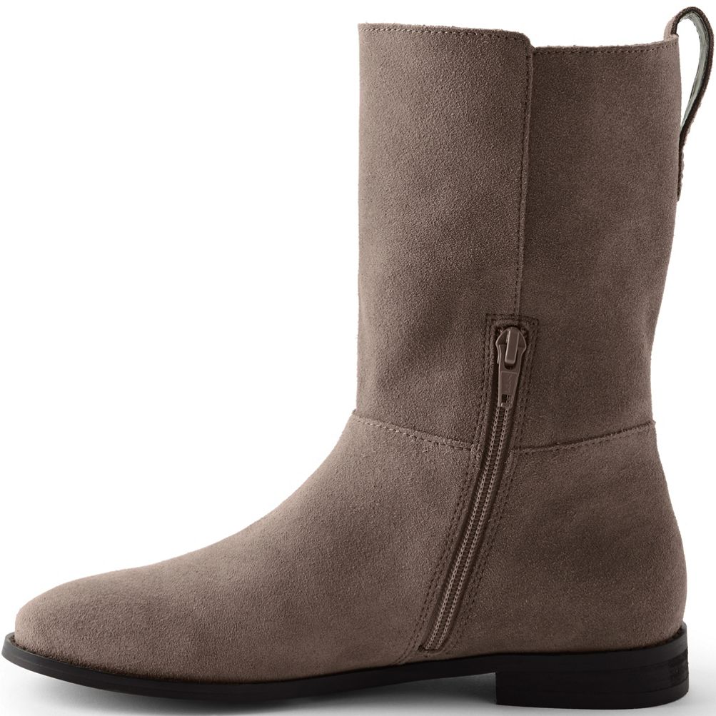 Mid calf hotsell suede flat boots