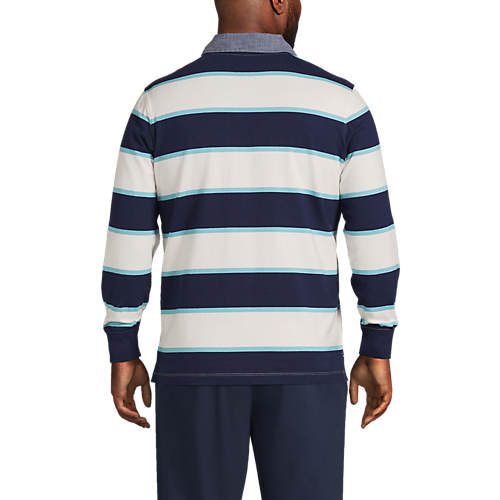 Men's Big and Tall Long Sleeve Stripe Rugby Shirt - Secondary
