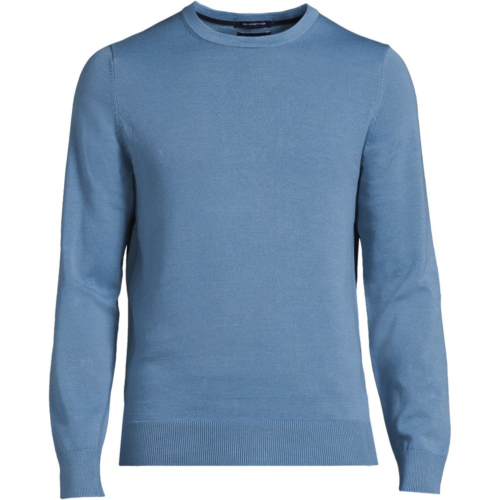 Men s Fine Gauge Supima Cotton Crewneck Sweater Lands End