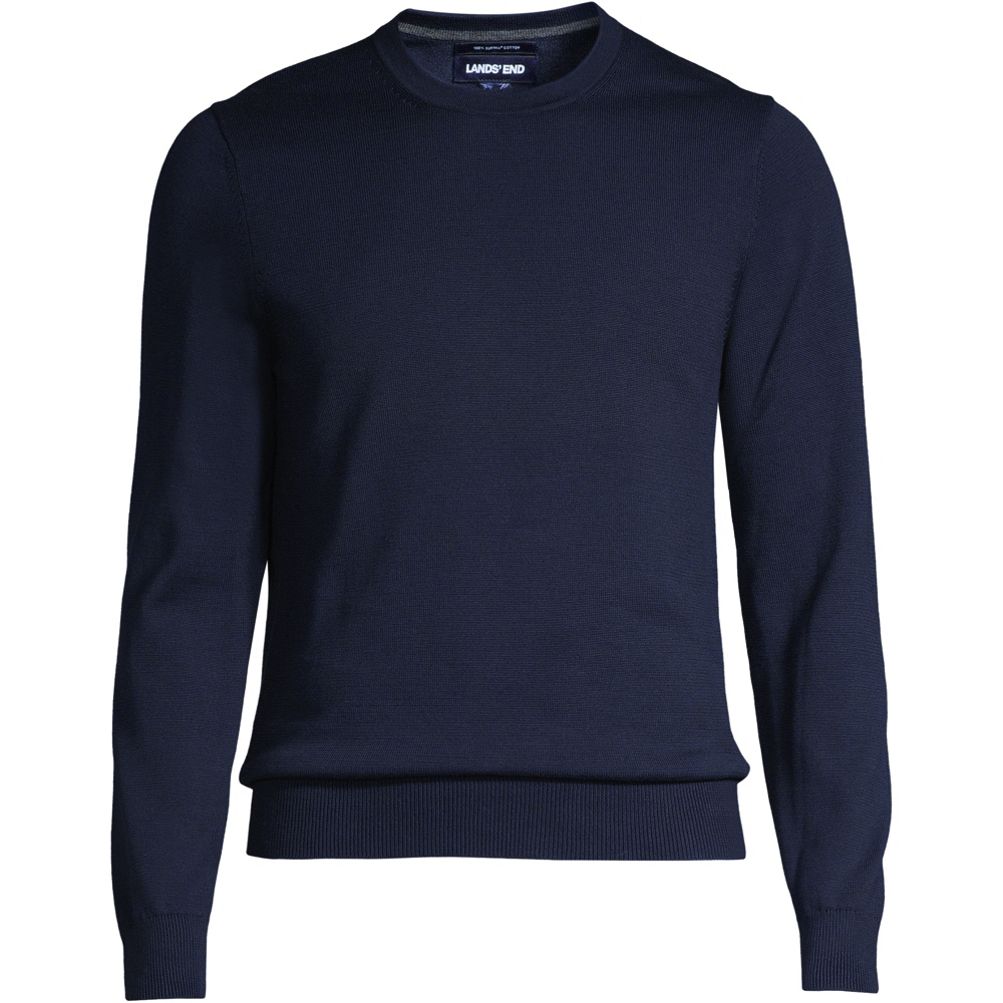 Men s Big and Tall Fine Gauge Supima Cotton Crewneck Sweater Lands End