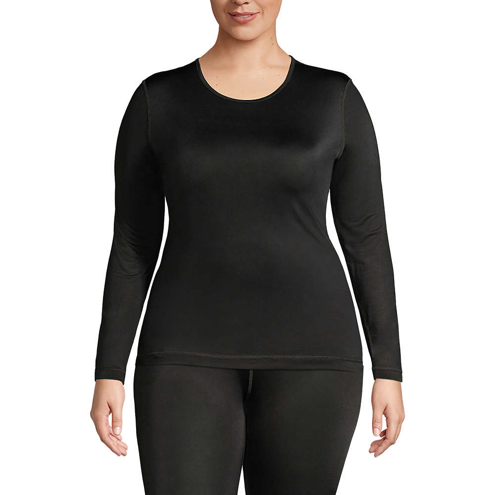Women's Plus Size Thermaskin Heat Thermal Long Underwear Base Layer Crewneck Shirt, Front