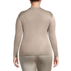 Women's Plus Size Silk Interlock Thermal Long Underwear Base Layer Crewneck Shirt, Back
