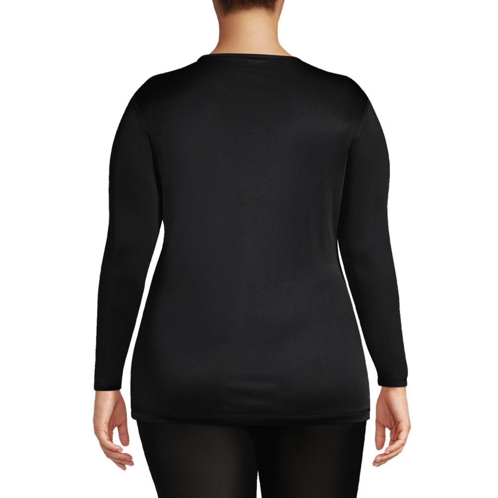 Women's Plus Size Silk Interlock Long Sleeve Crewneck Long Underwear Top