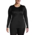 Women's Plus Size Silk Interlock Long Sleeve Crewneck Long Underwear Top, Front