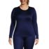 Women's Plus Size Silk Interlock Long Sleeve Crewneck Long Underwear Top, Front