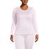 Women's Plus Size Silk Interlock Long Sleeve Crewneck Long Underwear Top, Front
