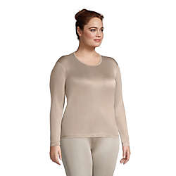 Women's Plus Size Silk Interlock Thermal Long Underwear Base Layer Crewneck Shirt, alternative image