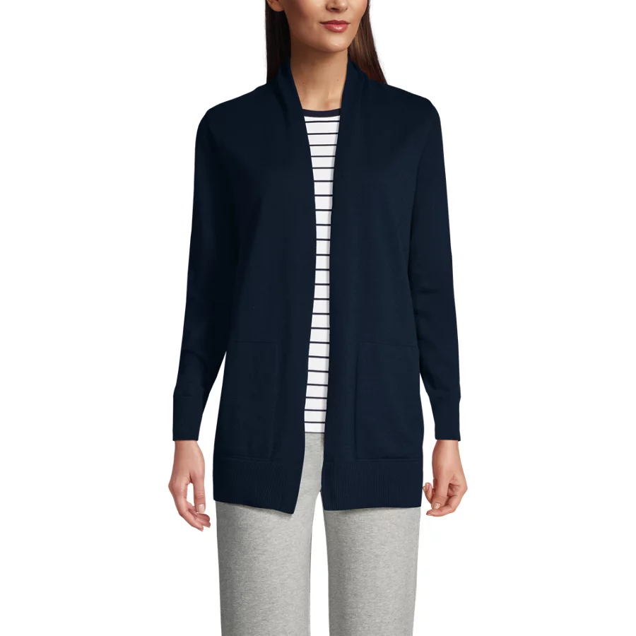 School Uniform Women's Long Sleeve Open Long Cardigan Sweater view 3