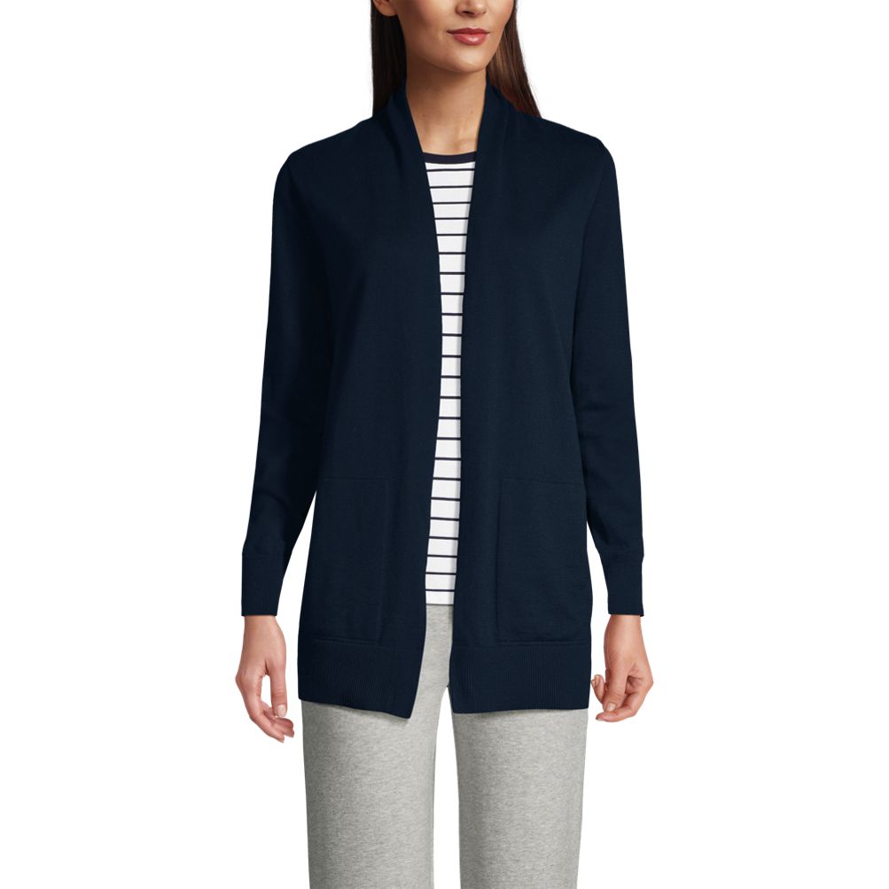 Women's Cotton Open Long Cardigan Sweater | Lands' End