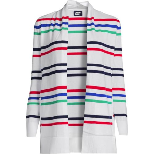 Women's Cotton Modal Texture Stripe Open Cardigan Sweater