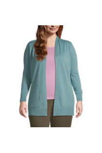 Women's Plus Size Cotton Open Long Cardigan Sweater, Front