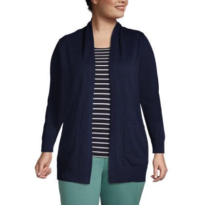 Women's Plus Size Long Sleeve Open Long Cardigan Sweater - image 1
