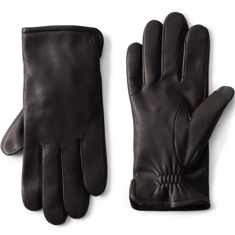 Men's Cashmere Lined EZ Touch Leather Glove, Front