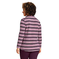 Women's Plus Size Mock Neck Pullover Long Sleeve Top Stripe, Back