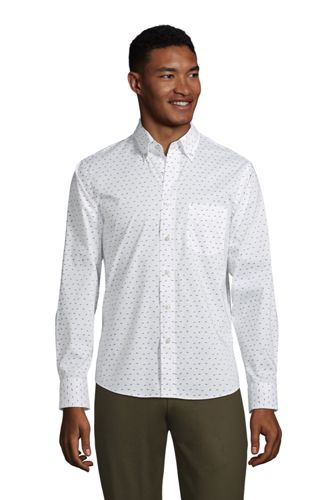 メンズ クールマックス Reg 製ドライストレッチ シャツ プリント 長袖 ランズエンド