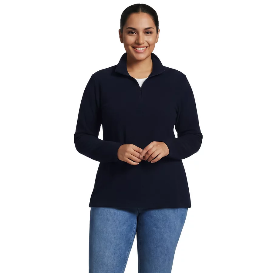 School Uniform Women's Thermacheck 100 Fleece Quarter Zip Pullover Top view 2