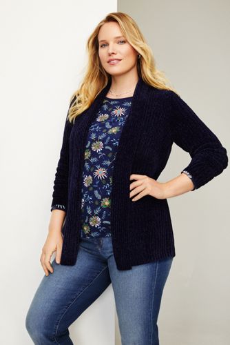 lands end chenille cardigan