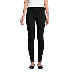 Women's Elastic Waist High Rise Pull On Skinny Legging Jeans - Black, Front