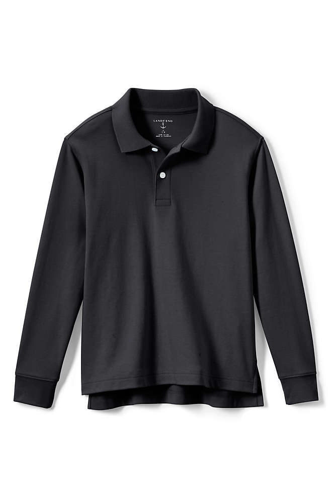 School Uniform Little Kids Long Sleeve Interlock Polo Shirt, Front