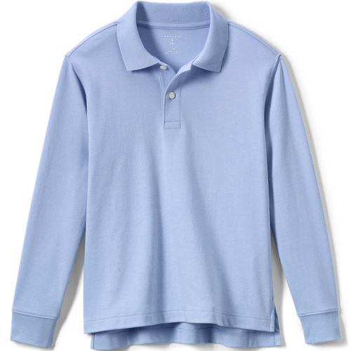 Lands' End School Uniform Kids Long Sleeve Interlock Polo Shirt 