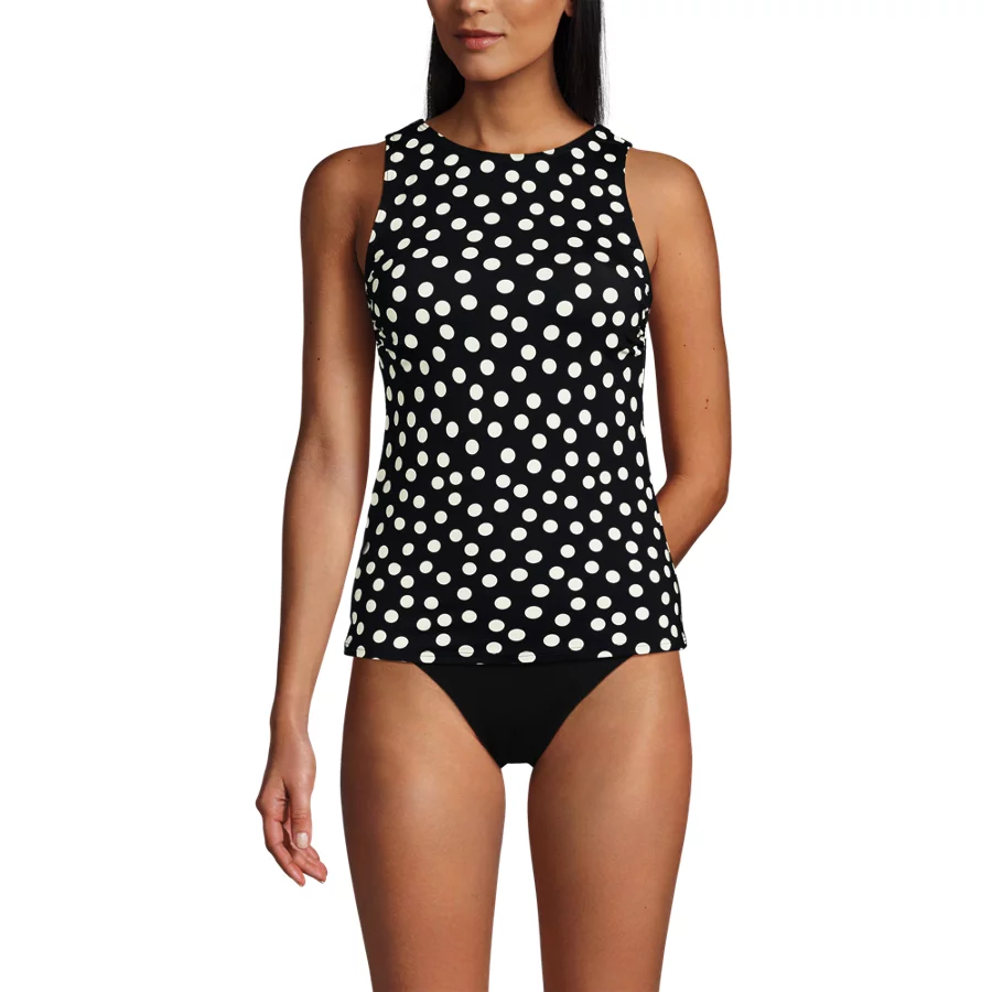 Women's High Neck UPF 50 Sun Protection Modest Tankini Swimsuit Top view 2