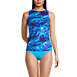 Women's Petite Chlorine Resistant High Neck UPF 50 Modest Tankini Swimsuit Top, Front