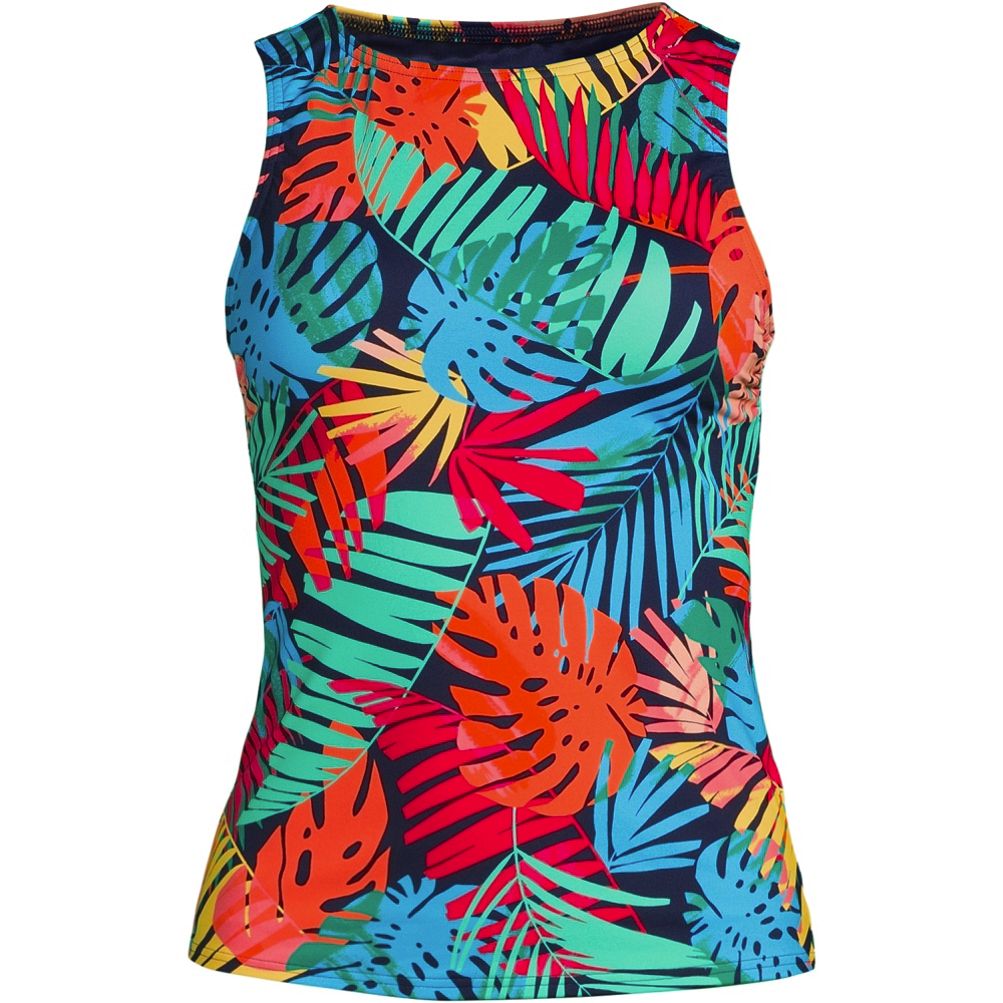 TURQUOISE COUTURE Jungle Leaves High Neck Tankini Top