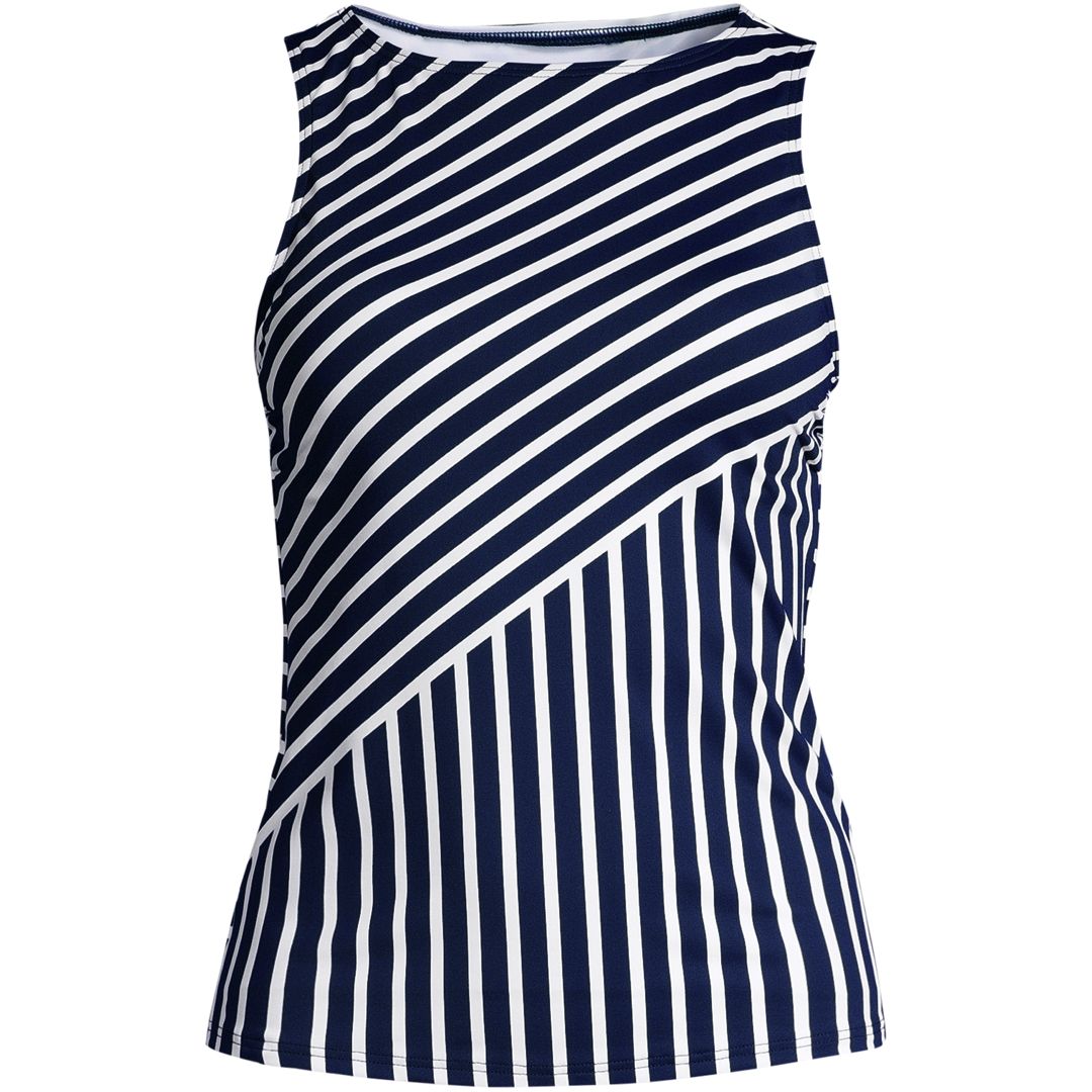 Women's Chlorine Resistant High Neck UPF 50 Modest Tankini Swimsuit Top