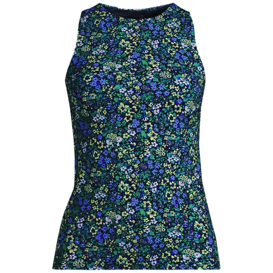 Women's Plus Size Chlorine Resistant High Neck UPF 50 Sun Protection Modest Tankini Swimsuit Top - primary