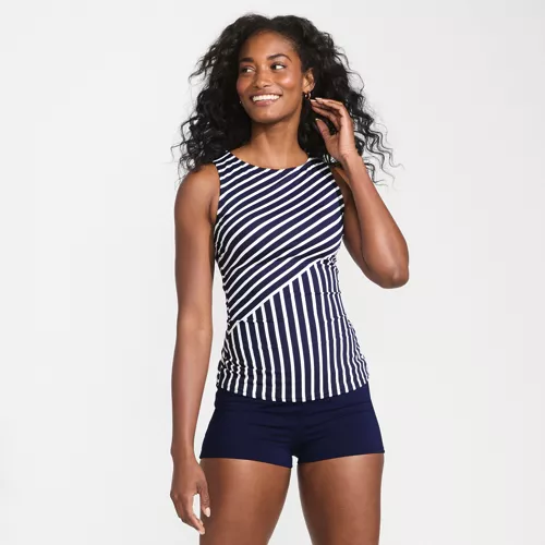 Women's High Neck UPF 50 Sun Protection Modest Tankini Swimsuit Top , Front