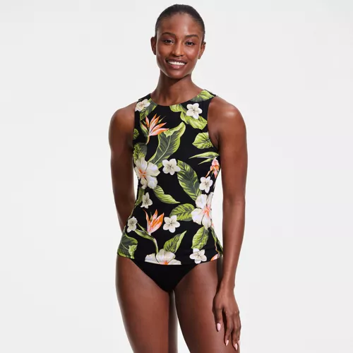 Women's High Neck UPF 50 Sun Protection Modest Tankini Swimsuit Top , Front