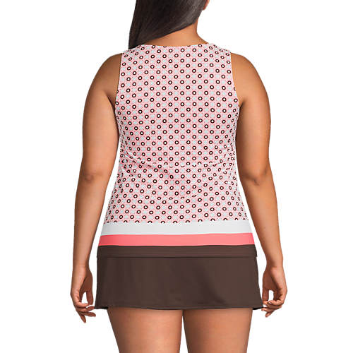 Women's Plus Size Chlorine Resistant High Neck UPF 50 Sun Protection Modest Tankini Swimsuit Top - Secondary