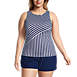 Women's Plus Size Mastectomy Chlorine Resistant High Neck UPF 50 Modest Tankini Swimsuit Top, Front