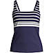 Women's Chlorine Resistant Square Neck Underwire Tankini Top Swimsuit Adjustable Straps, Front