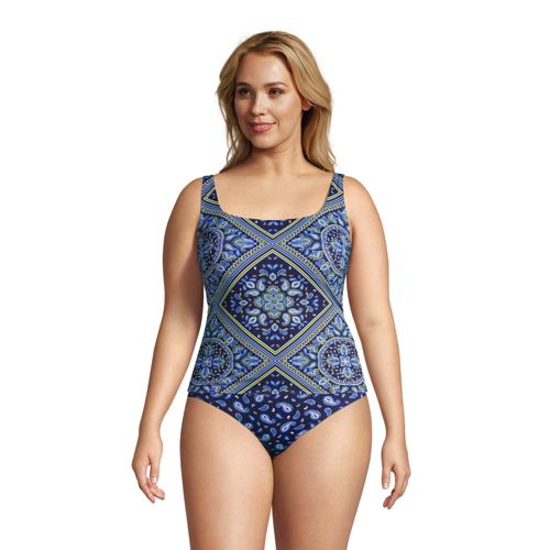 Tankini Encolure Carrée Résistant au Chlore, Femme Stature Standard