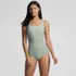 Women's Scoop Neck Tugless Sporty One Piece Swimsuit, Front