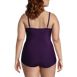 Women's Plus Size SlenderSuit V-Neck Tummy Control Chlorine Resistant Skirted One Piece Swimsuit, Back