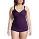 Women's Plus Size SlenderSuit V-Neck Tummy Control Chlorine Resistant Skirted One Piece Swimsuit, Front