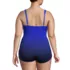 Women's Plus Size DDD-Cup Slender Tummy Control Chlorine Resistant Skirted One Piece Swimsuit Print, Back